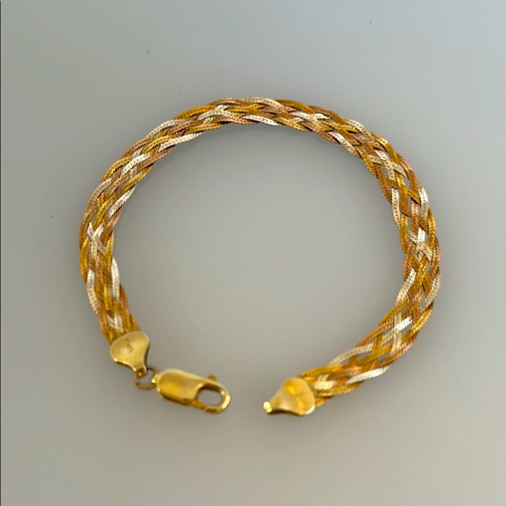 Elegant 925 Gold plated Italy Woven Bracelet with Intricate Design